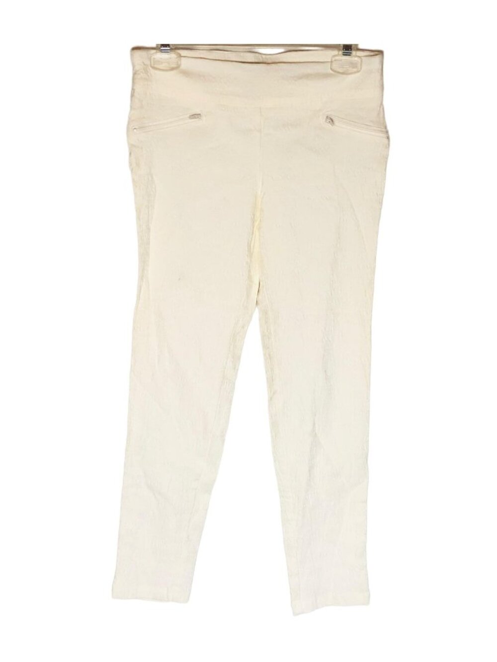 Soho apparel athleta pants white zipper rayon blend skinny stretch small READ